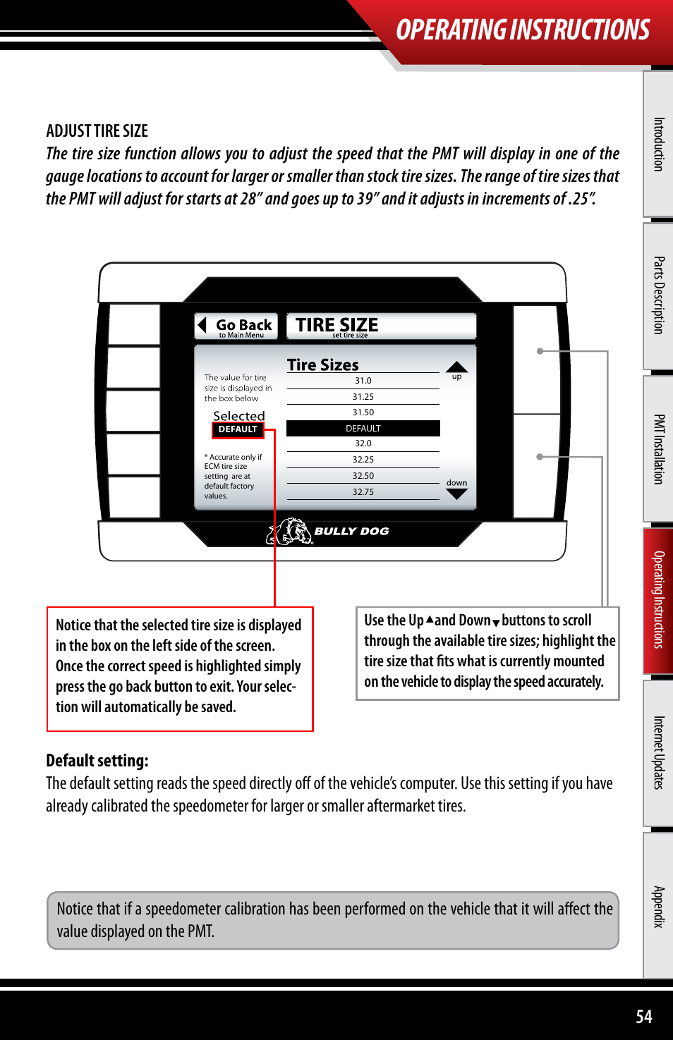 Operating instructions | Bully Dog 40300 PMT advanced vehicle downloader, controller, monitor and gauge User Manual | Page 55 / 72