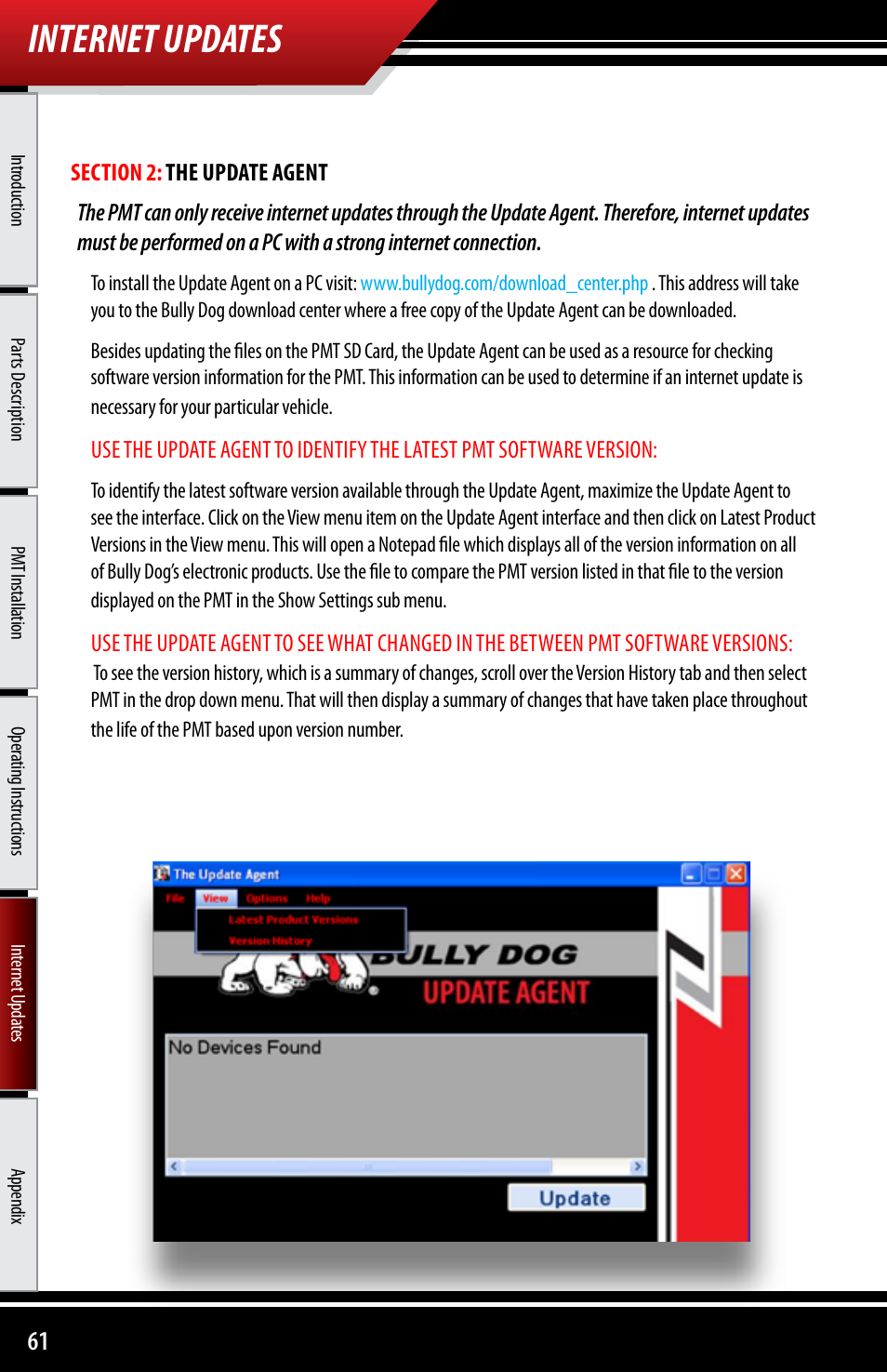 Internet updates | Bully Dog 40300 PMT advanced vehicle downloader, controller, monitor and gauge User Manual | Page 62 / 72