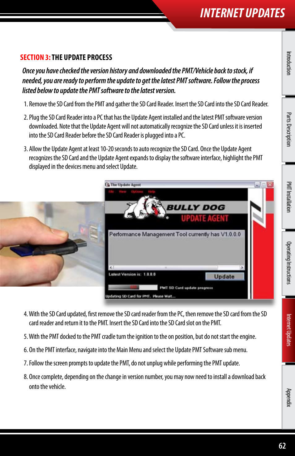 Internet updates | Bully Dog 40300 PMT advanced vehicle downloader, controller, monitor and gauge User Manual | Page 63 / 72