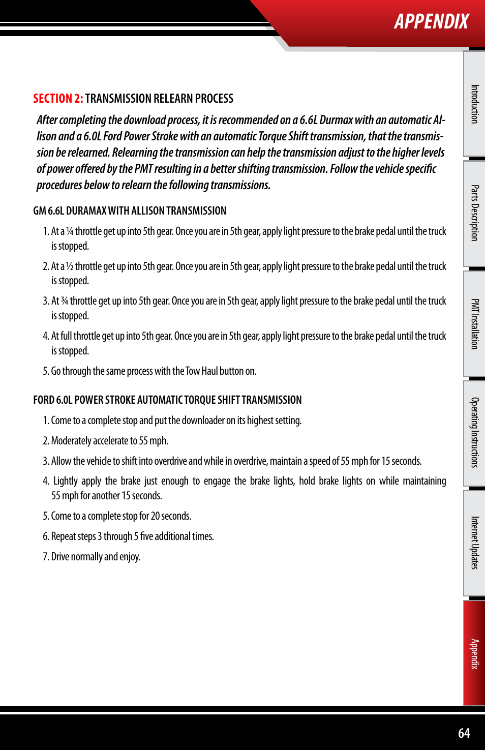 Appendix | Bully Dog 40300 PMT advanced vehicle downloader, controller, monitor and gauge User Manual | Page 65 / 72
