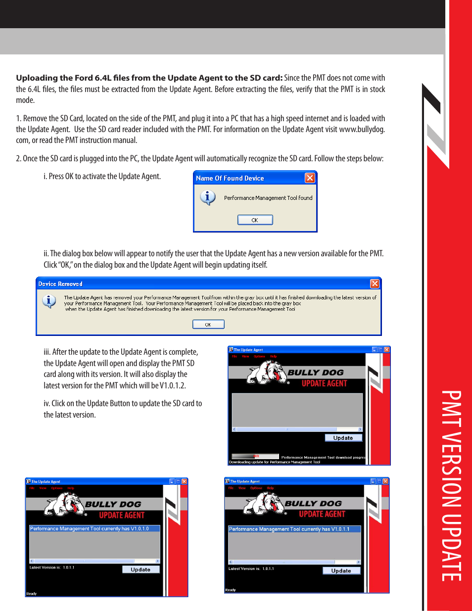 Pm t v er sio n u pda te | Bully Dog PMT 08 Ford 6.4L Powerstroke Version 1.0.1.2 User Manual | Page 4 / 9