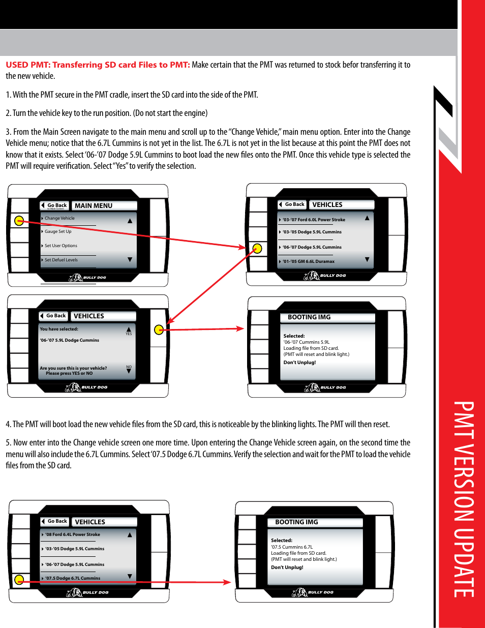Pm t v er sio n u pda te | Bully Dog PMT 07.5-08 Dodge 6.7L Cummins Version 1.0.1.5 User Manual | Page 6 / 10