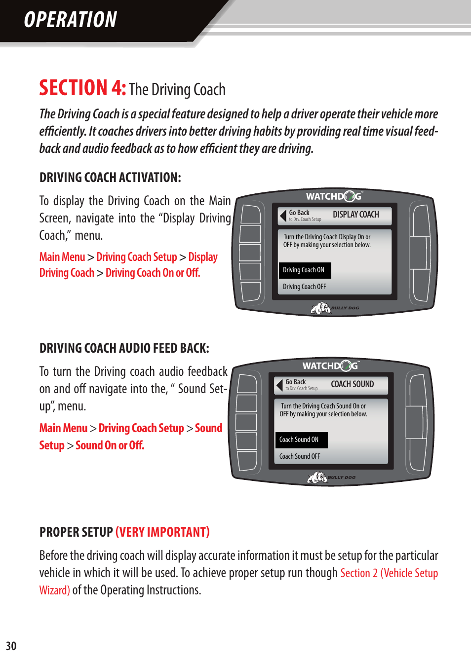 Operation, The driving coach, Of the operating instructions | Bully Dog Watchdog User Manual | Page 15 / 42
