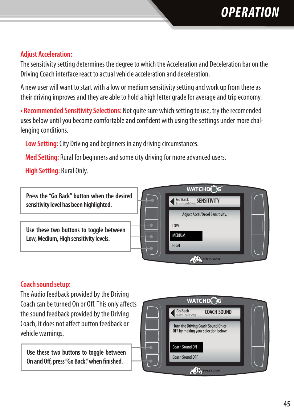 Operation | Bully Dog Watchdog User Manual | Page 30 / 42