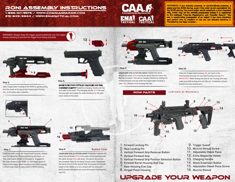 Upgrade your weapon, Roni assembly instructions | CAA RONI User Manual | Page 2 / 2