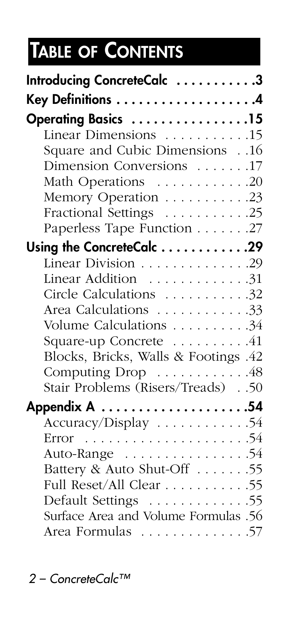 Calculated Industries 4215 User Manual | Page 2 / 64