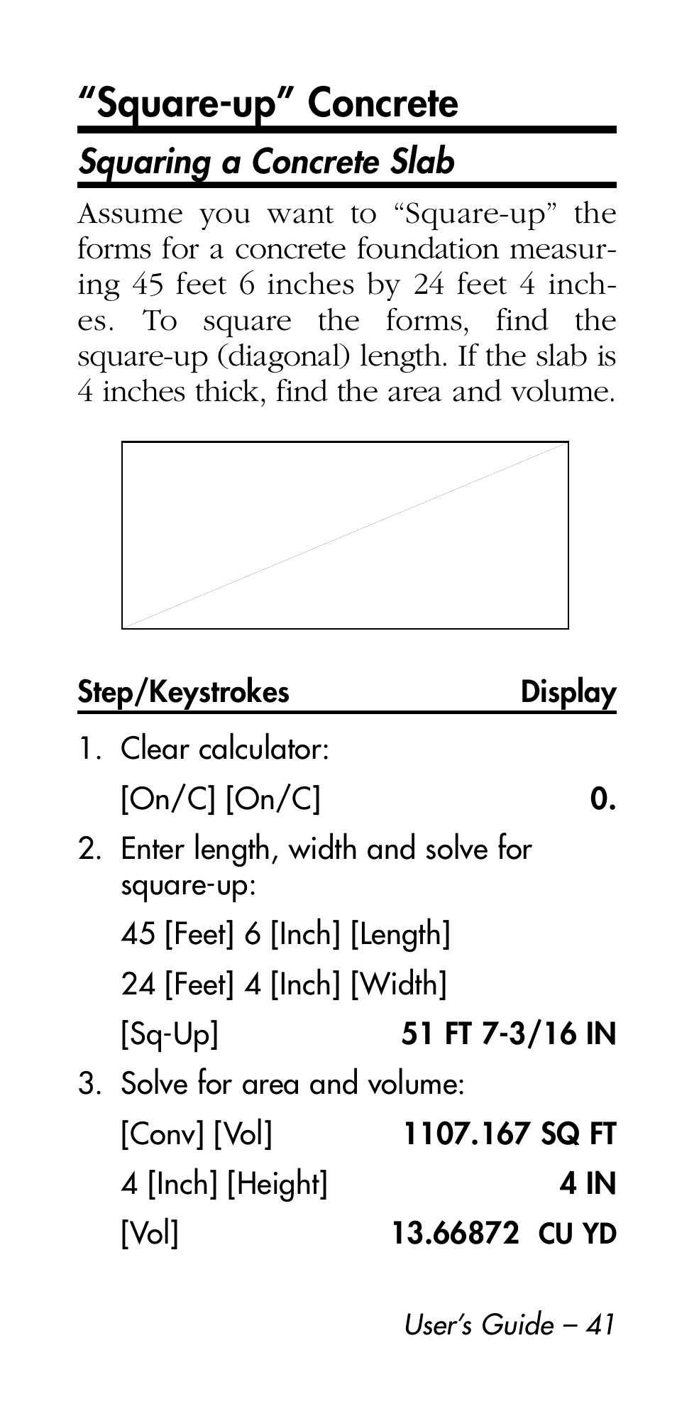 Square-up” concrete | Calculated Industries 4215 User Manual | Page 41 / 64
