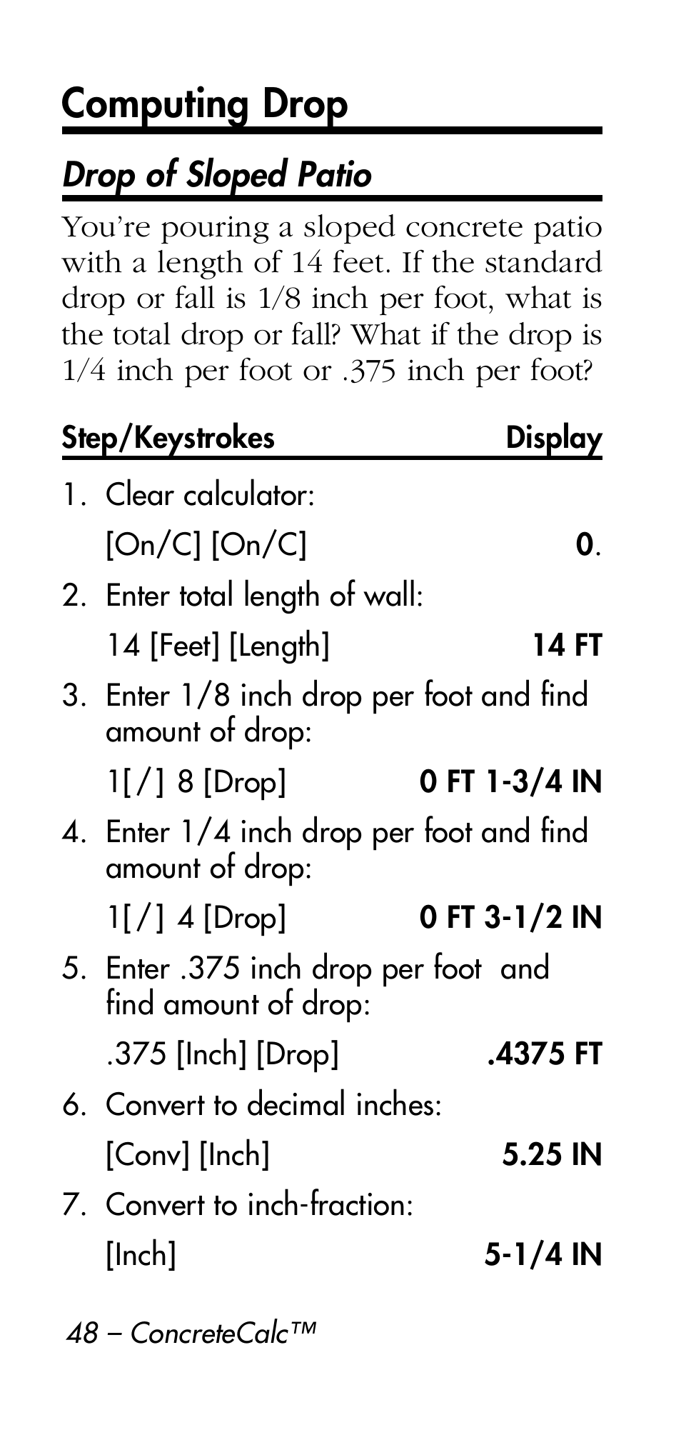 Computing drop | Calculated Industries 4215 User Manual | Page 48 / 64