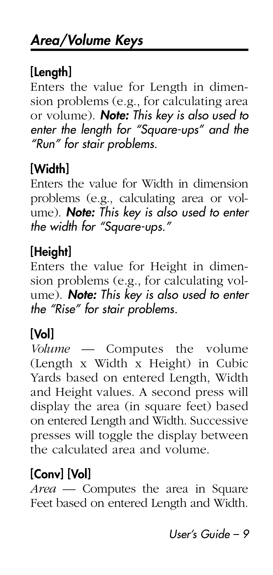 Calculated Industries 4215 User Manual | Page 9 / 64
