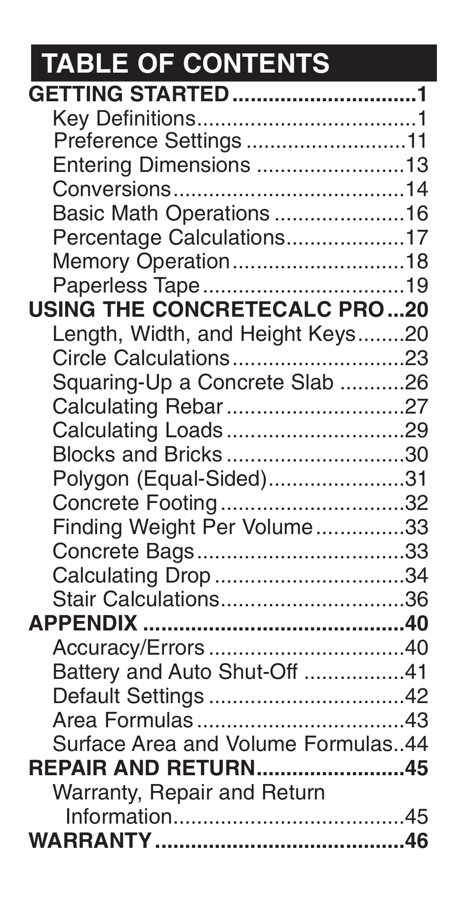 Calculated Industries 4225-C User Manual | Page 3 / 52