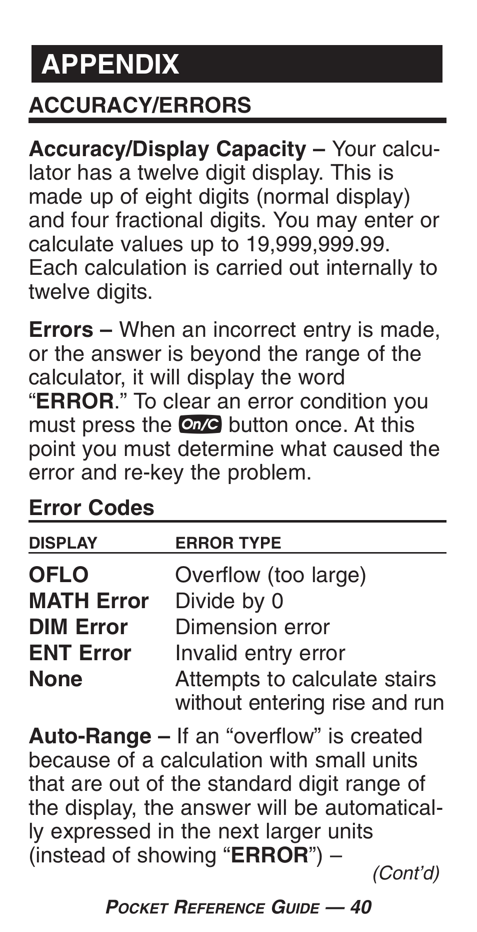 Appendix | Calculated Industries 4225-C User Manual | Page 43 / 52