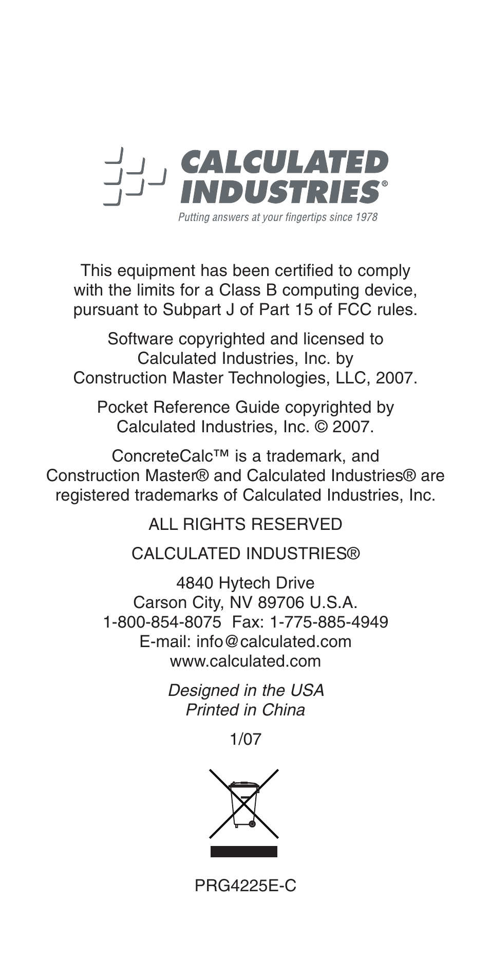 Calculated Industries 4225-C User Manual | Page 52 / 52