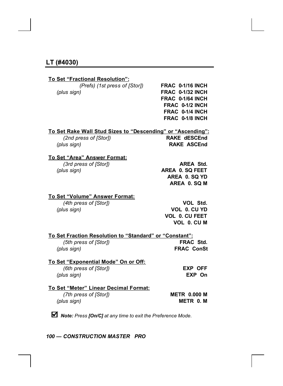 Lt (#4030) | Calculated Industries 44060 User Manual | Page 102 / 134