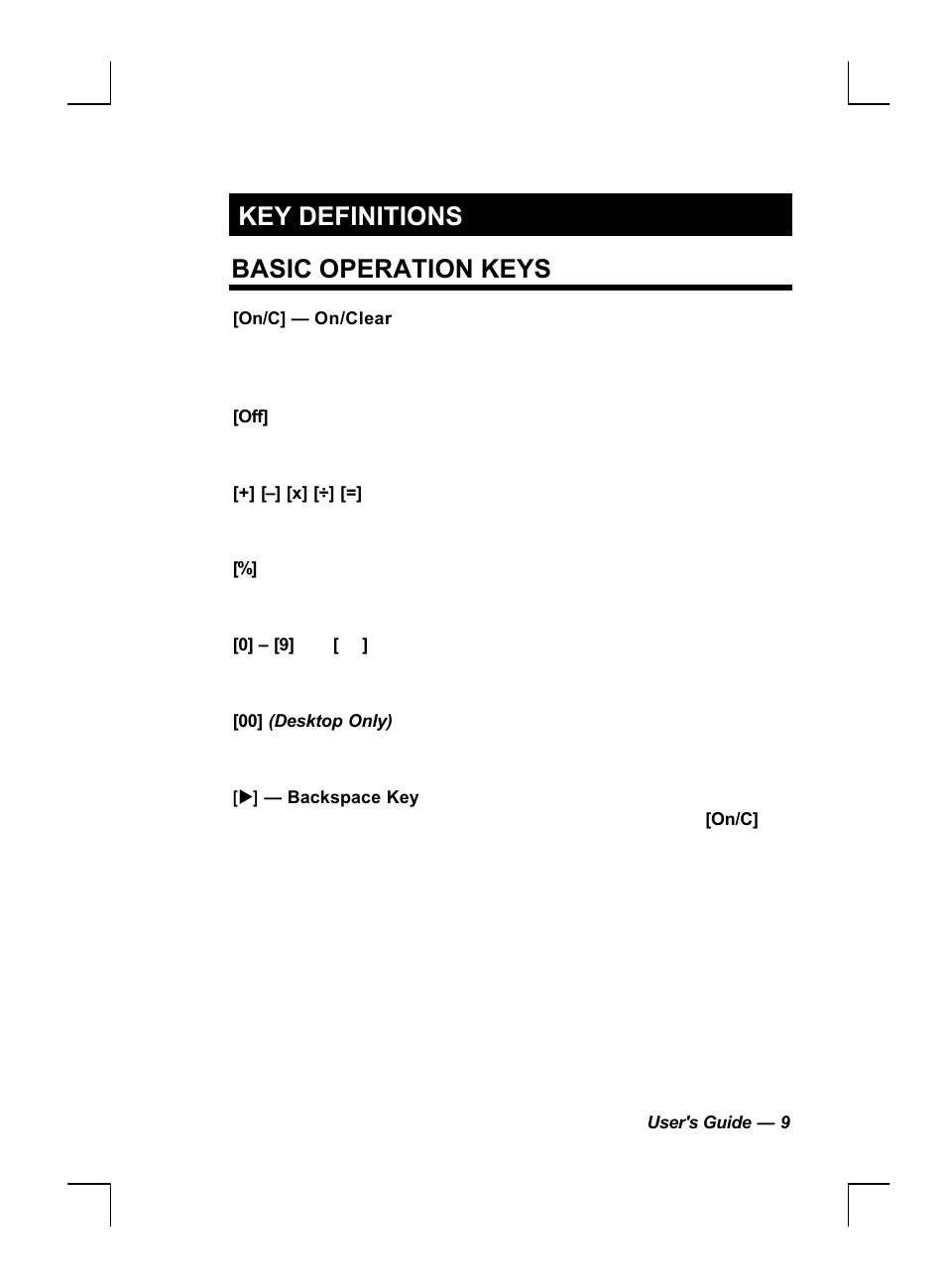 Key definitions basic operation keys | Calculated Industries 44060 User Manual | Page 11 / 134