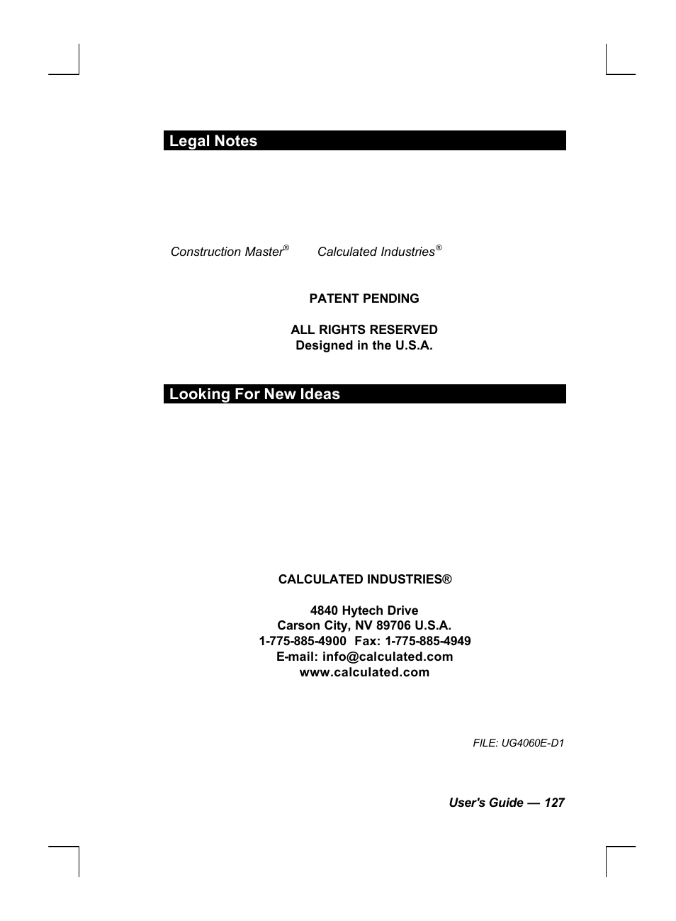 Looking for new ideas | Calculated Industries 44060 User Manual | Page 129 / 134