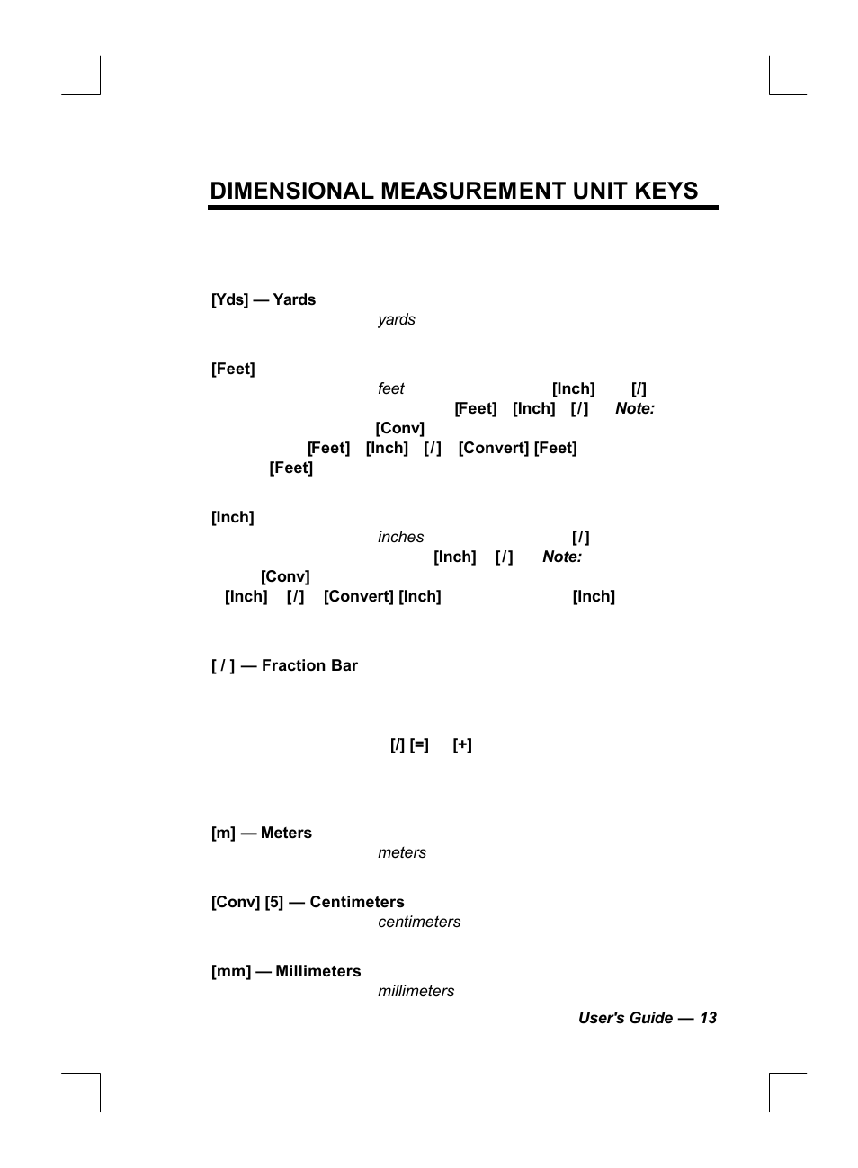 Dimensional measurement unit keys | Calculated Industries 44060 User Manual | Page 15 / 134