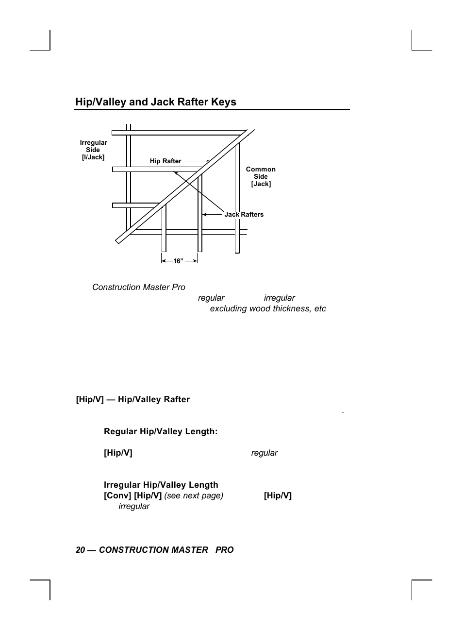 Hip/valley and jack rafter keys | Calculated Industries 44060 User Manual | Page 22 / 134