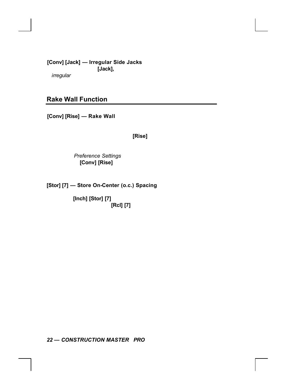 Rake wall function | Calculated Industries 44060 User Manual | Page 24 / 134