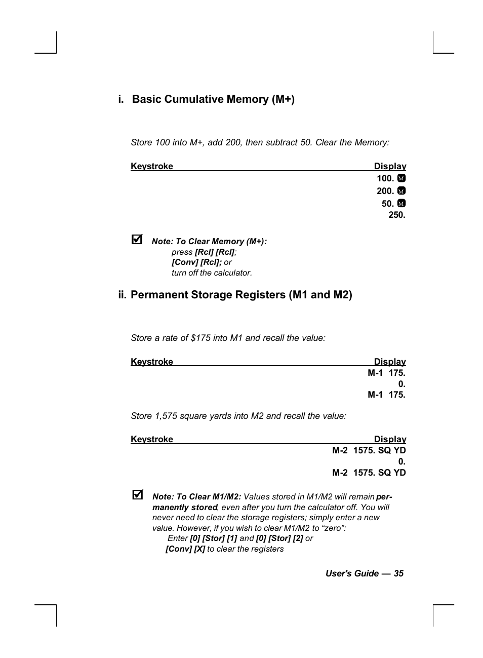 Ii. permanent storage registers (m1 and m2) | Calculated Industries 44060 User Manual | Page 37 / 134