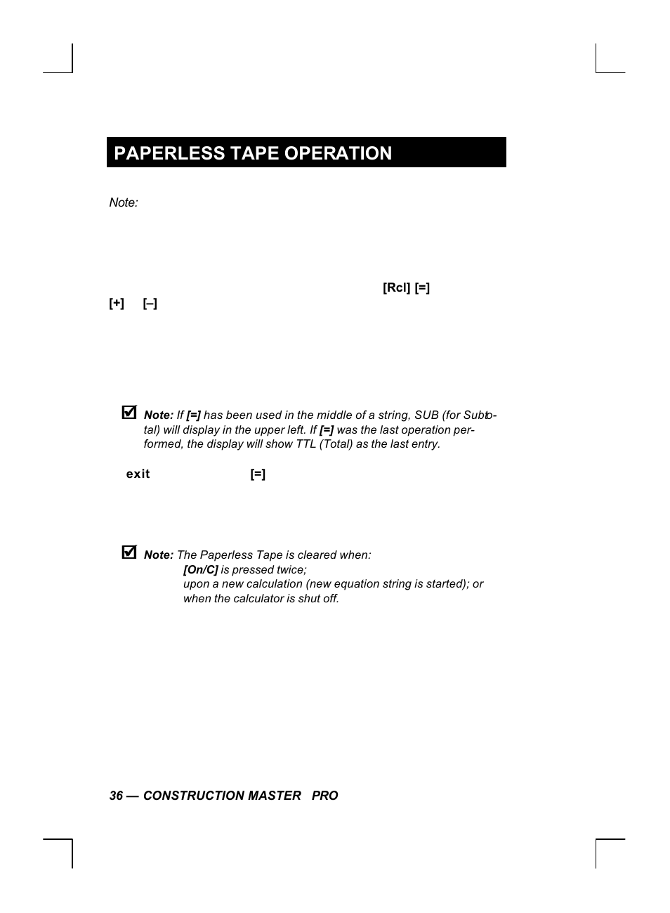 Paperless tape operation | Calculated Industries 44060 User Manual | Page 38 / 134