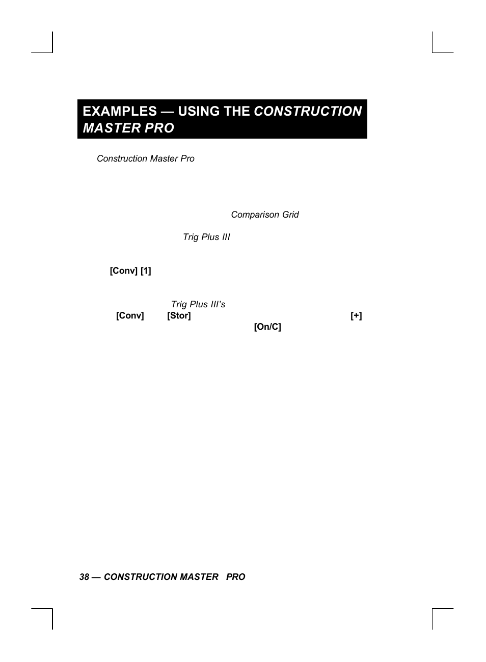 Examples — using the construction master pro | Calculated Industries 44060 User Manual | Page 40 / 134