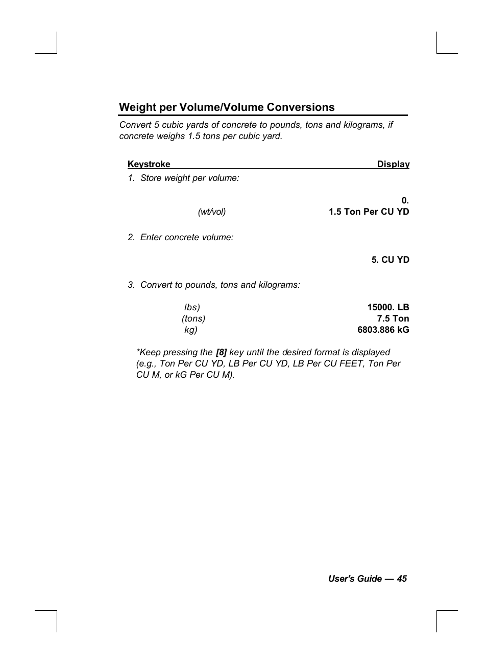 Weight per volume/volume conversions | Calculated Industries 44060 User Manual | Page 47 / 134