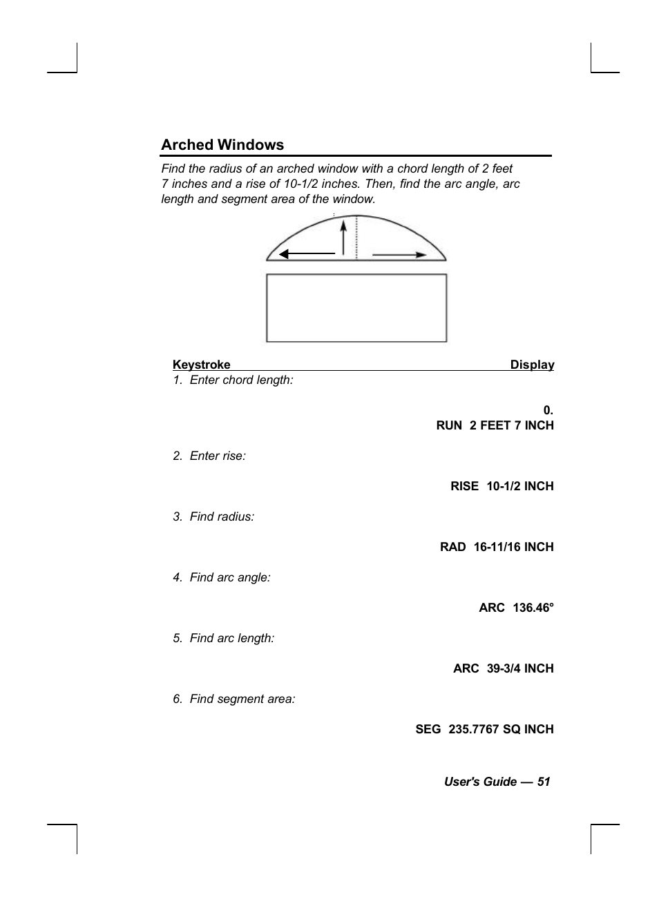 Arched windows | Calculated Industries 44060 User Manual | Page 53 / 134