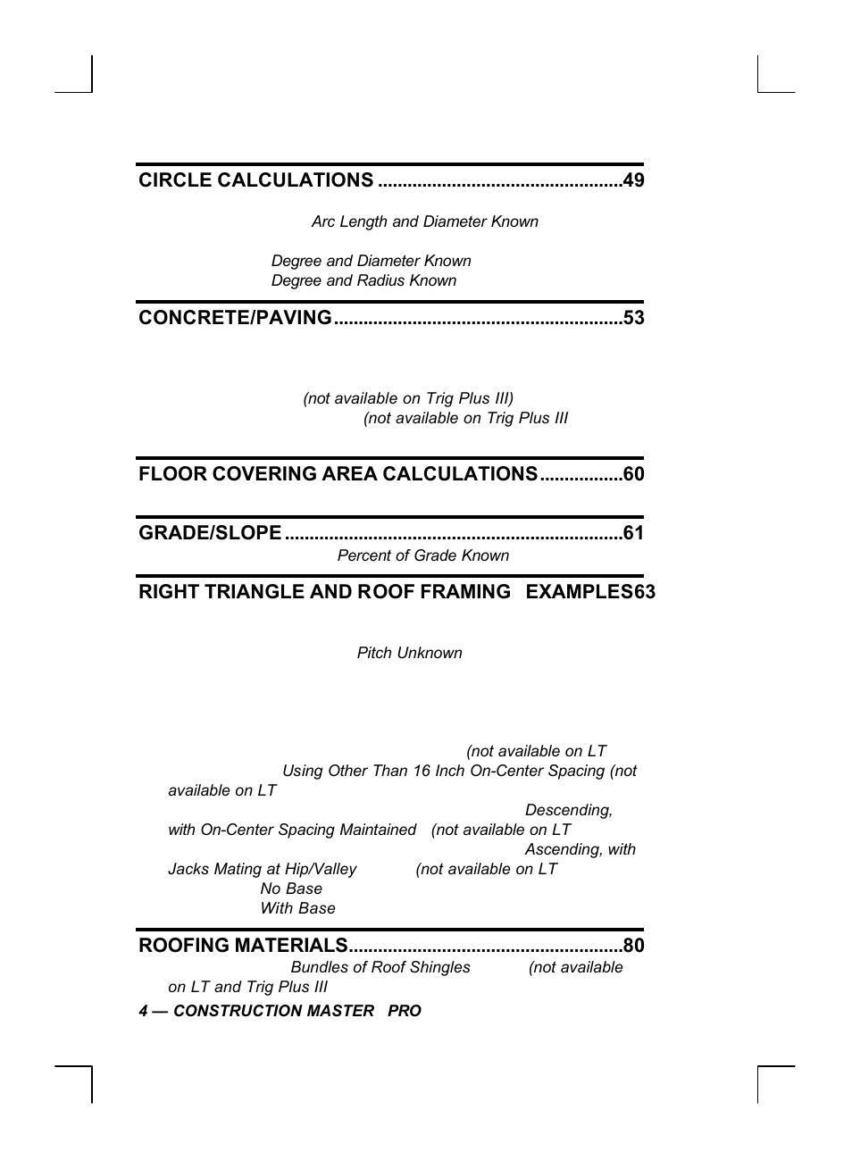 Calculated Industries 44060 User Manual | Page 6 / 134