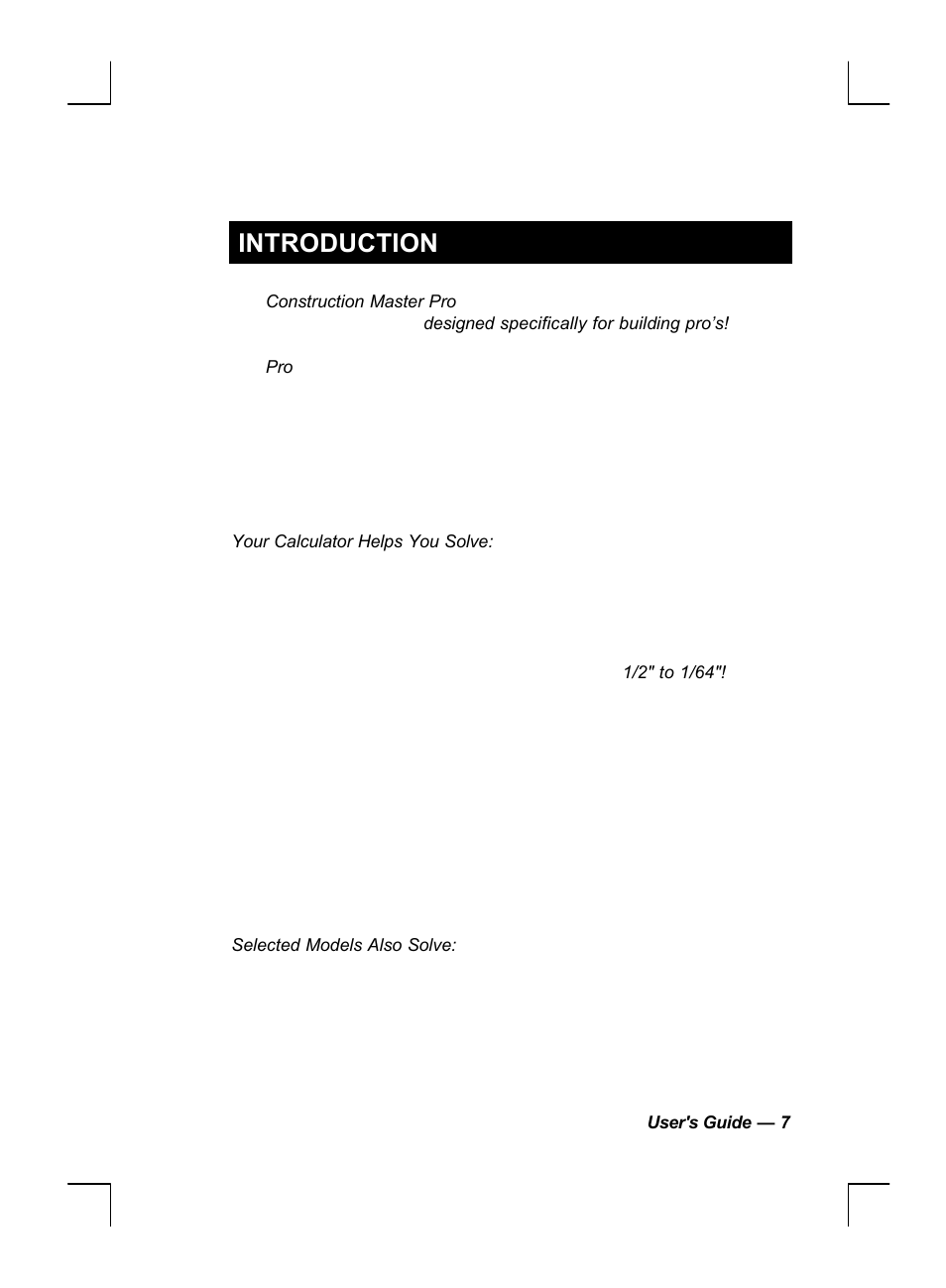 Introduction | Calculated Industries 44060 User Manual | Page 9 / 134