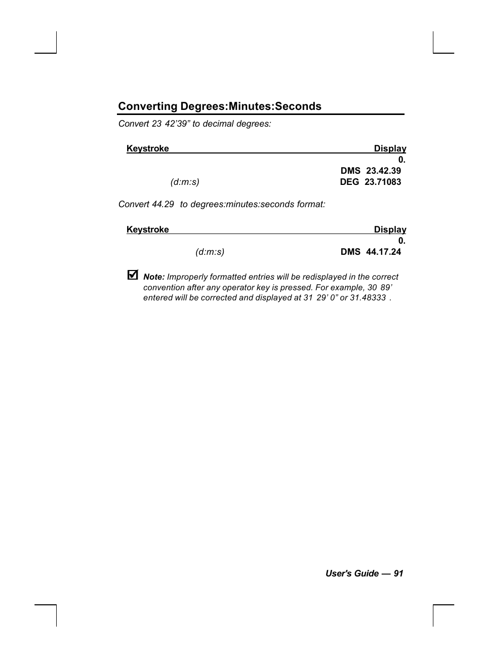 Converting degrees:minutes:seconds | Calculated Industries 44060 User Manual | Page 93 / 134