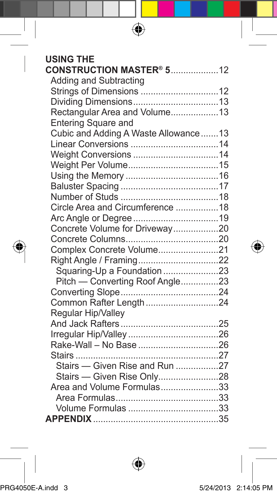 Calculated Industries 4050 Metric Edition User Manual | Page 3 / 44