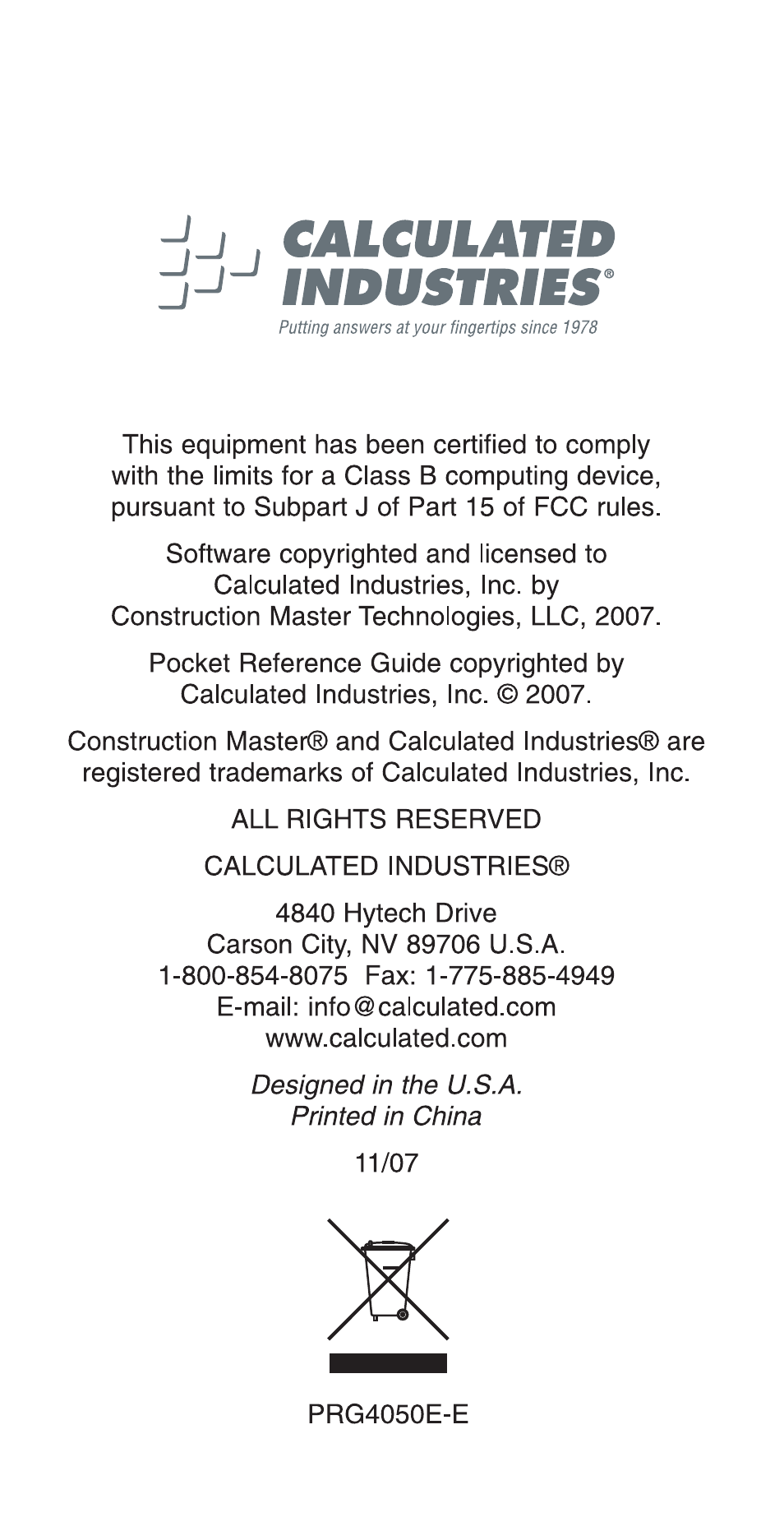 Calculated Industries 4050 v3.1 User Manual | Page 52 / 52