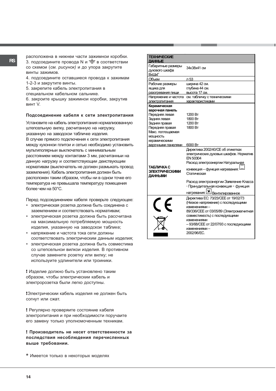 Hotpoint Ariston C 3 VM5 R/HA User Manual | Page 14 / 36