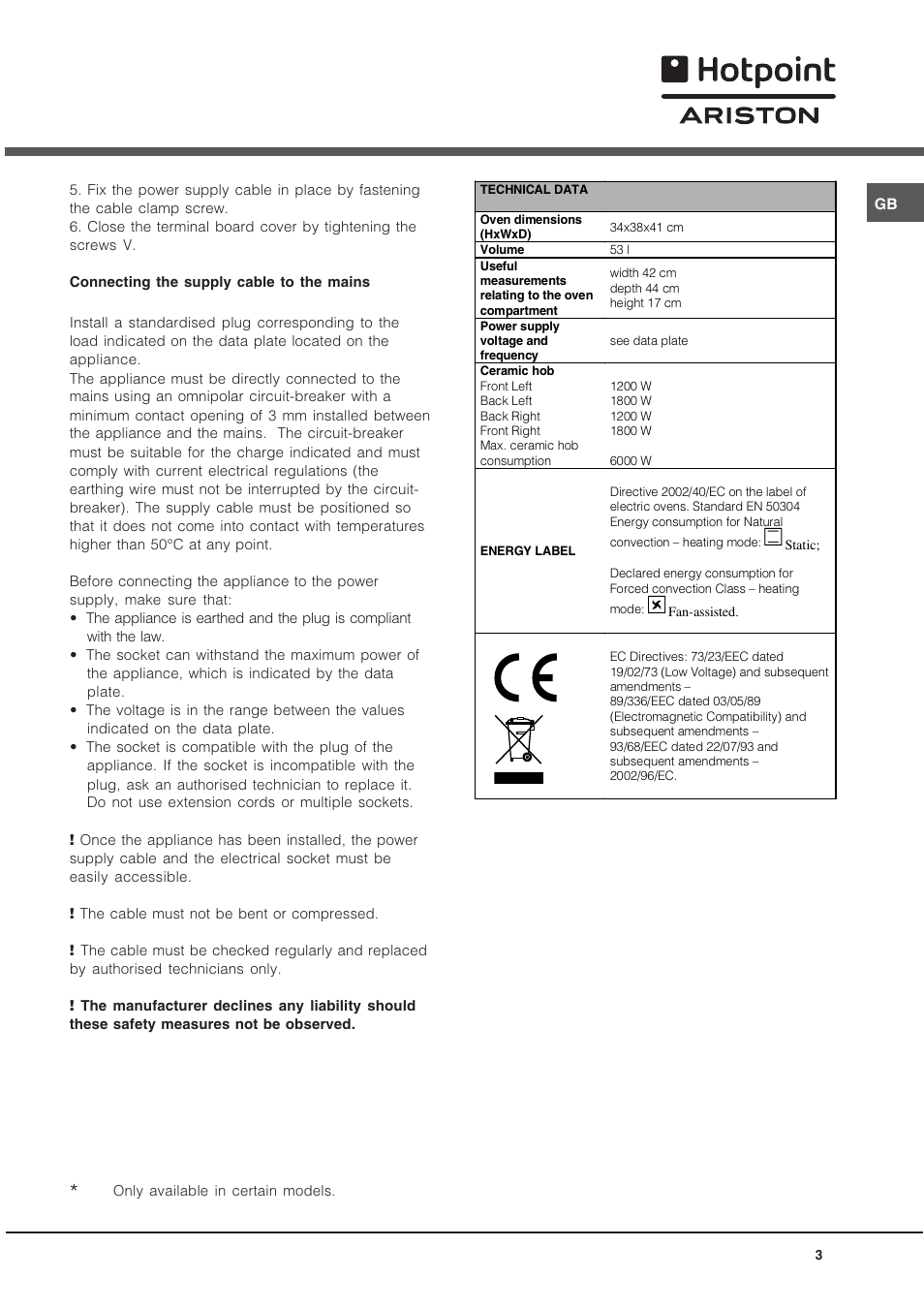 Hotpoint Ariston C 3 VM5 R/HA User Manual | Page 3 / 36