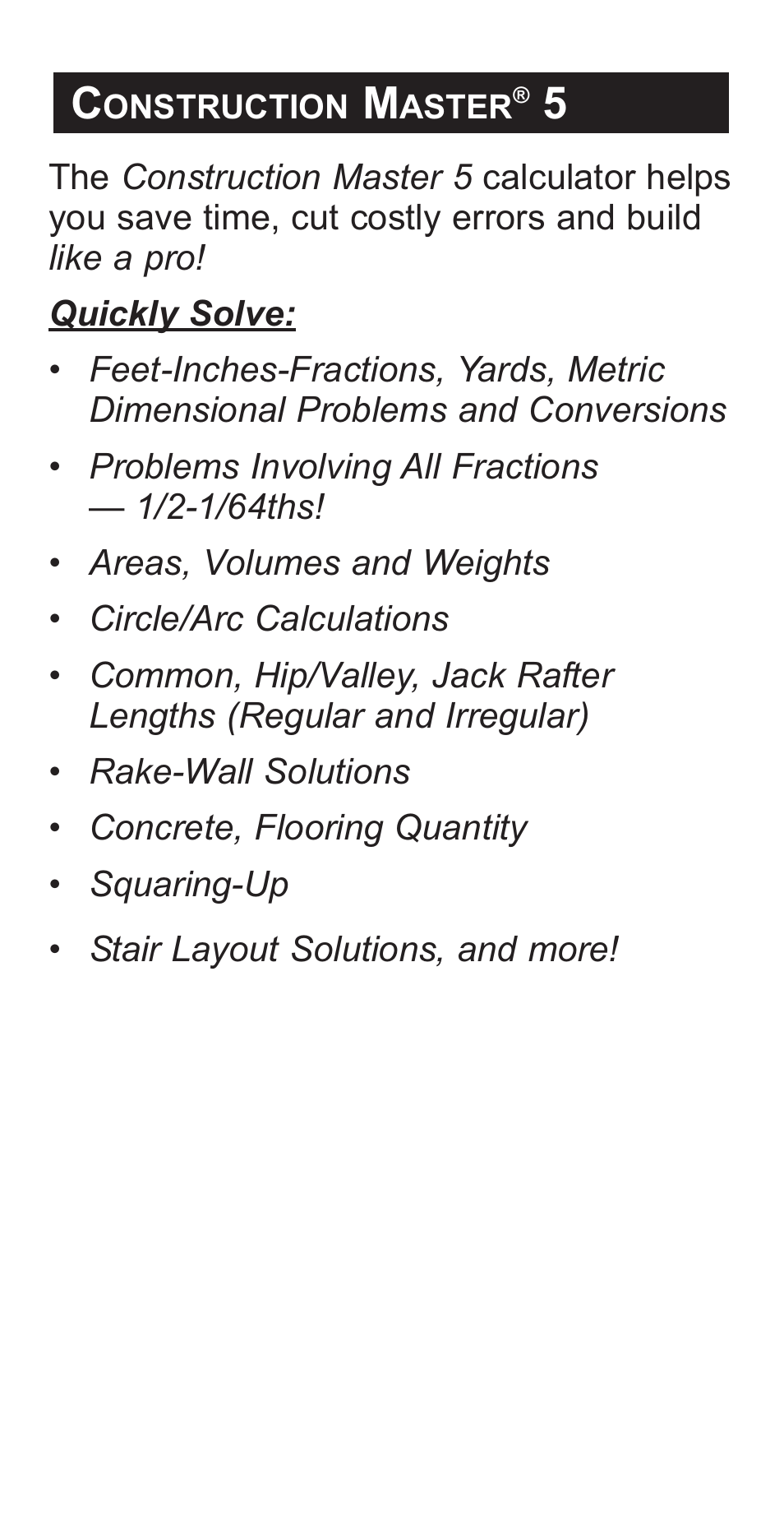 Calculated Industries 4050-F User Manual | Page 2 / 52