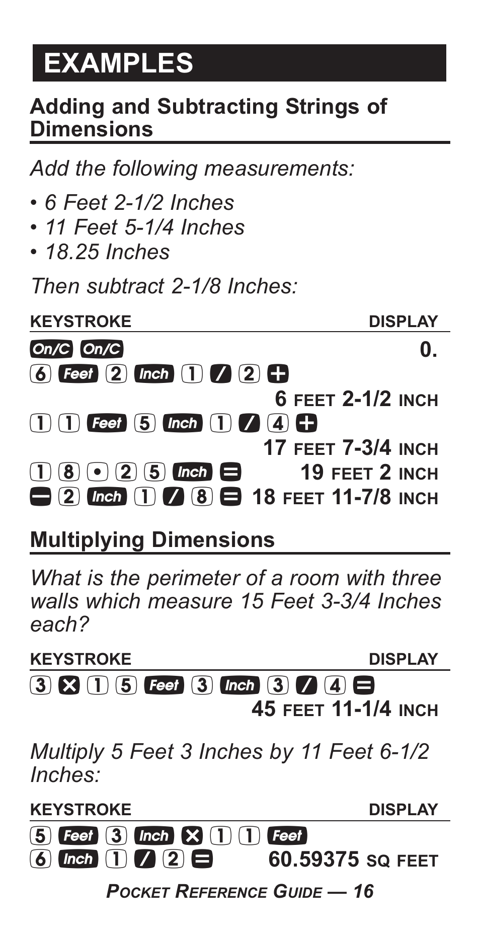 Examples | Calculated Industries 4050-F User Manual | Page 20 / 52