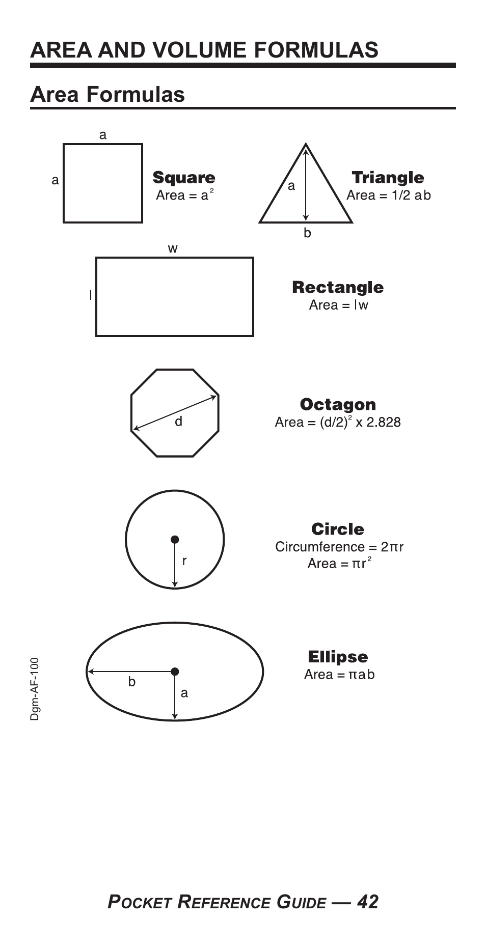 Area and volume formulas area formulas | Calculated Industries 4050-F User Manual | Page 46 / 52