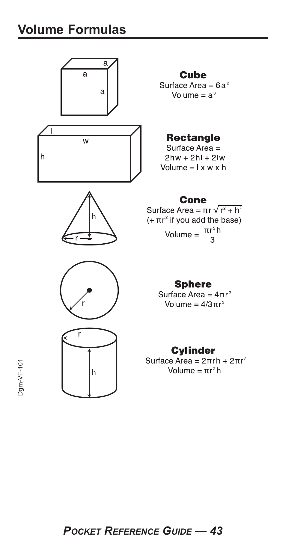 Volume formulas | Calculated Industries 4050-F User Manual | Page 47 / 52