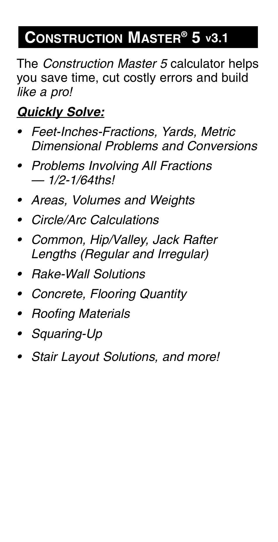 Calculated Industries 4054 User Manual | Page 2 / 52