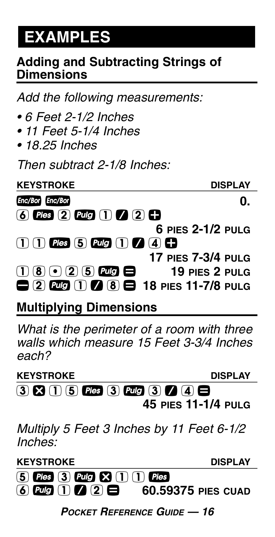 Examples | Calculated Industries 4054 User Manual | Page 20 / 52