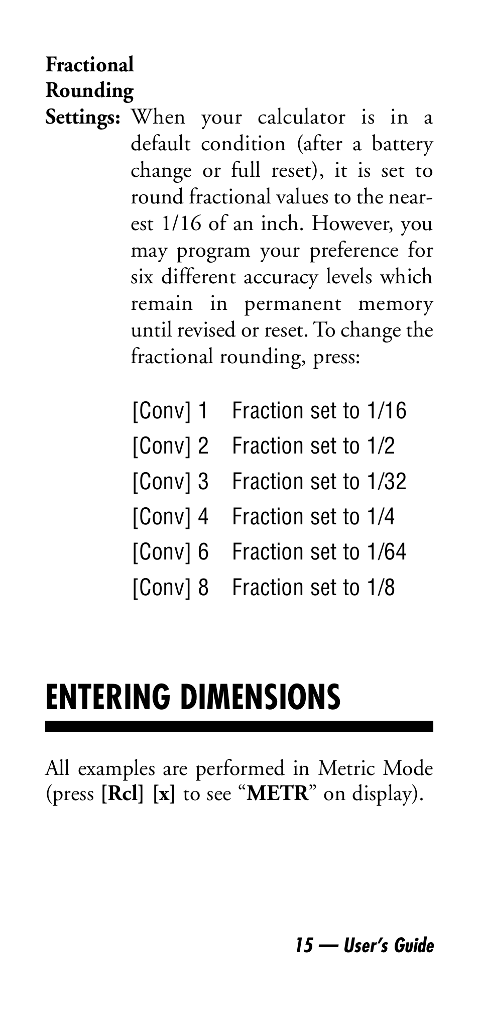 Entering dimensions | Calculated Industries 4045 User Manual | Page 15 / 26