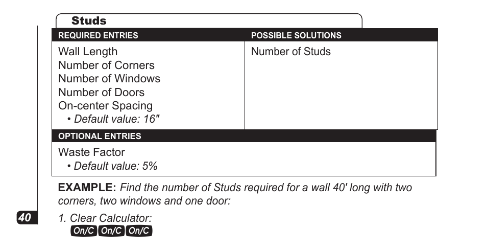Calculated Industries 4067 Pocket Reference Guide User Manual | Page 42 / 52