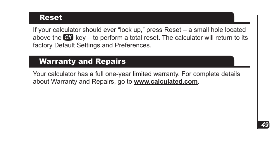 Calculated Industries 4067 Pocket Reference Guide User Manual | Page 51 / 52