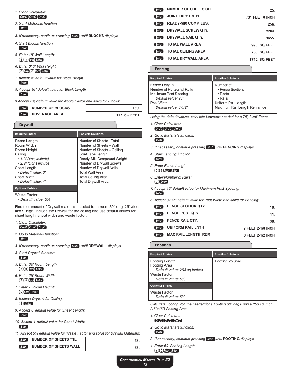 18fe, 6f6ie, 30fe | 25fe, 75fe, 60fe | Calculated Industries 4067 User Guide User Manual | Page 12 / 23