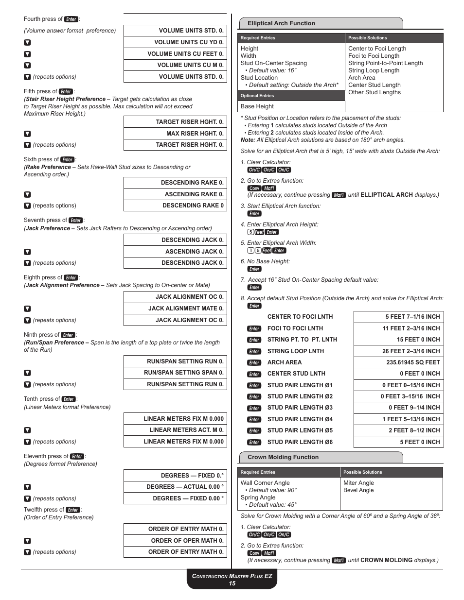 15fe | Calculated Industries 4067 User Guide User Manual | Page 15 / 23