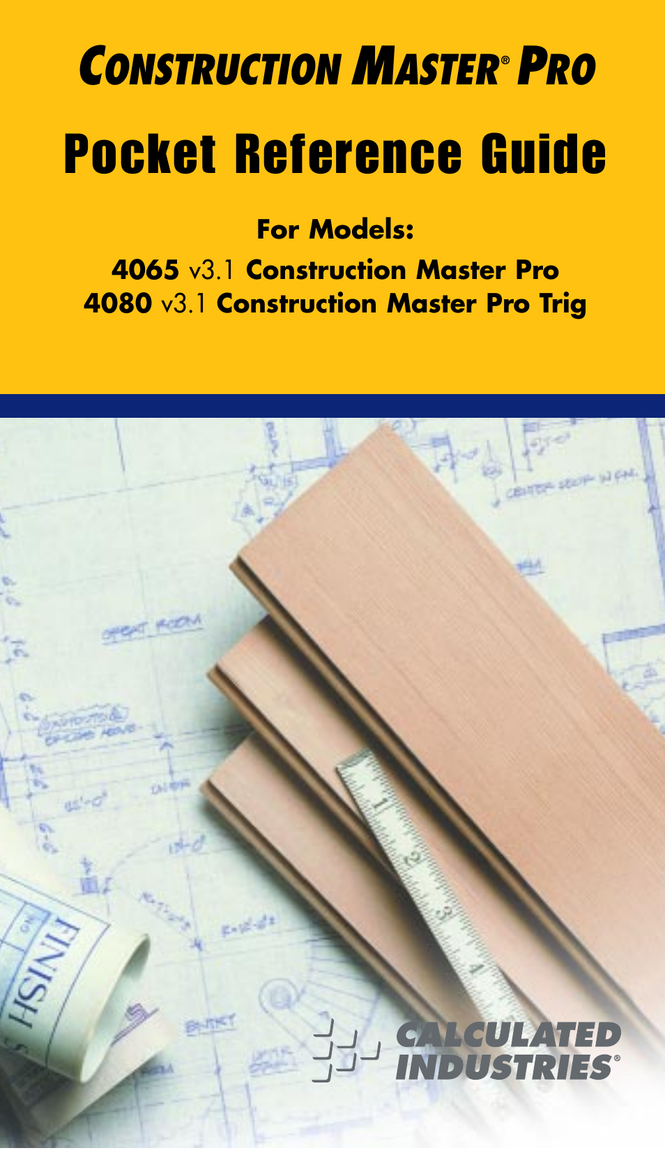 Calculated Industries 4065 v3.1 Pocket Reference Guide Construction Master Pro User Manual | 39 pages