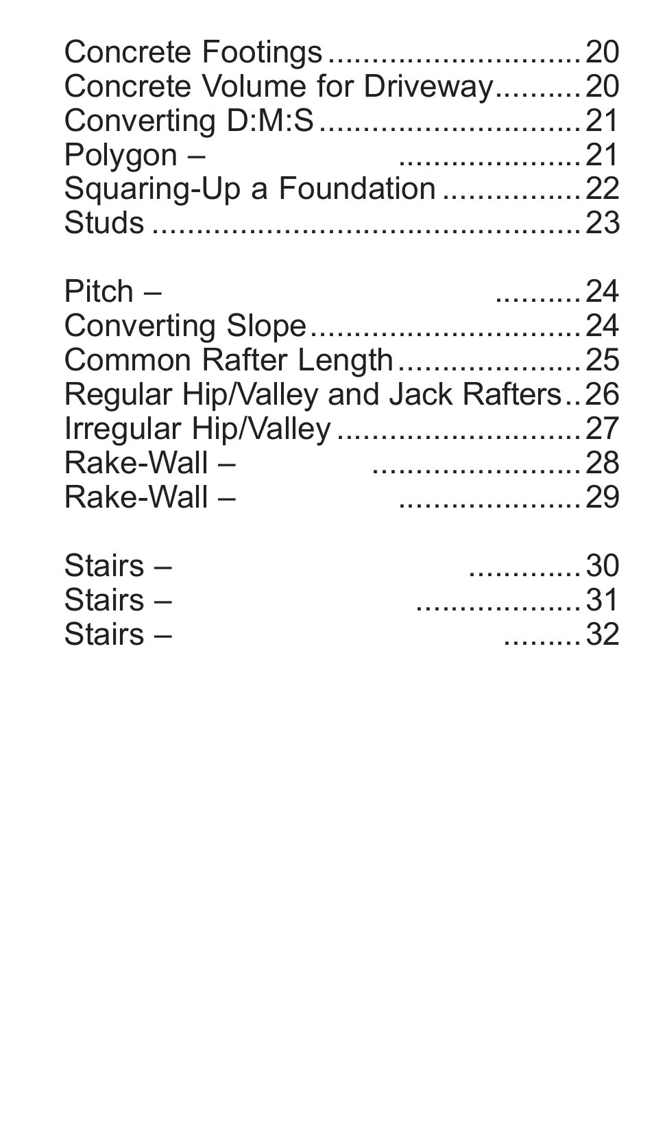 Calculated Industries 4065 v3.1 Pocket Reference Guide Advanced Consnruction-Math User Manual | Page 4 / 40