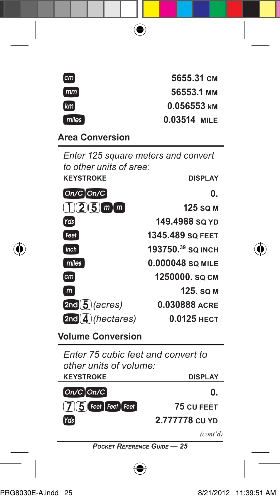 125mm, 75fff | Calculated Industries 8030 User Manual | Page 25 / 44