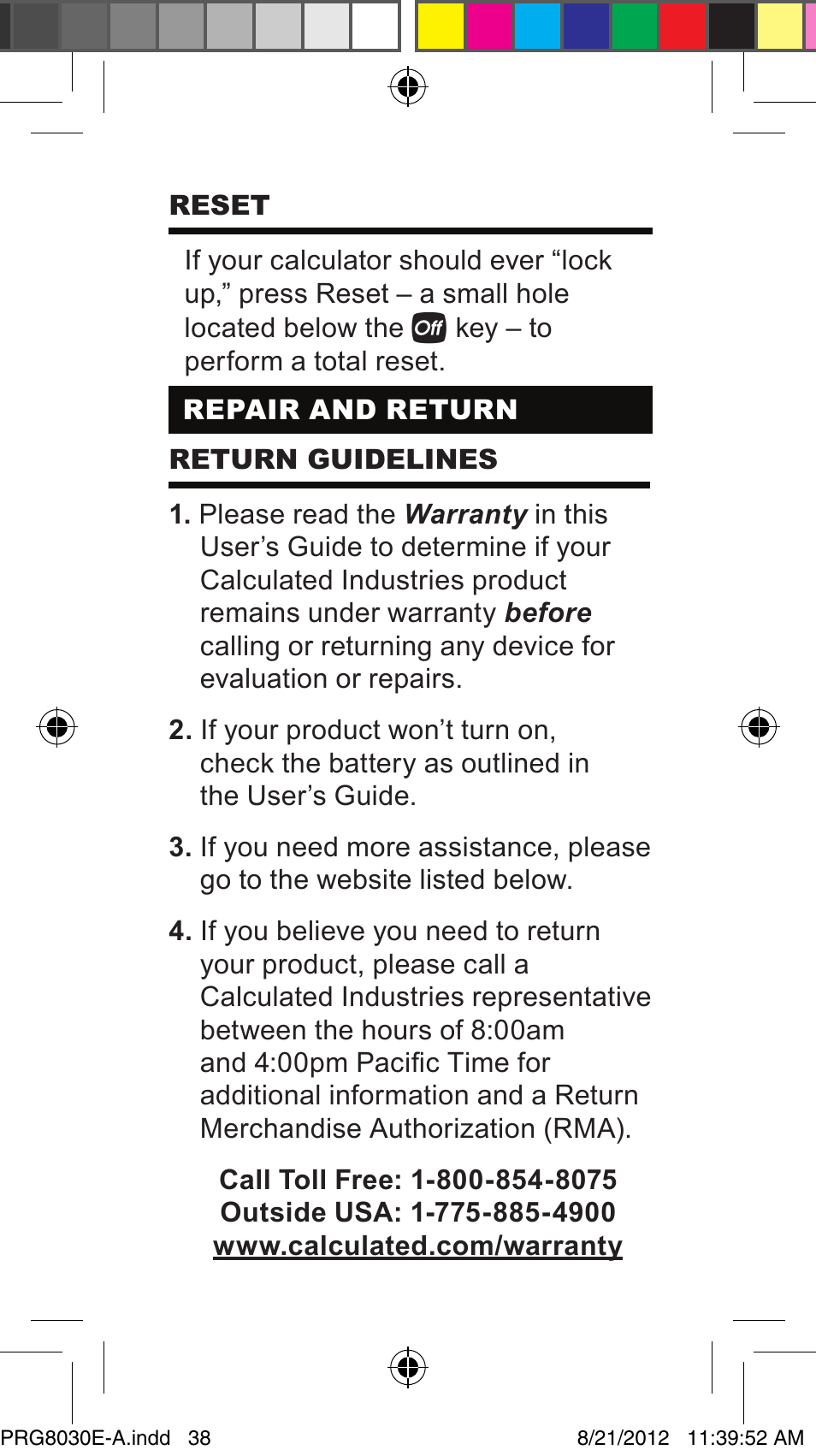 Calculated Industries 8030 User Manual | Page 38 / 44