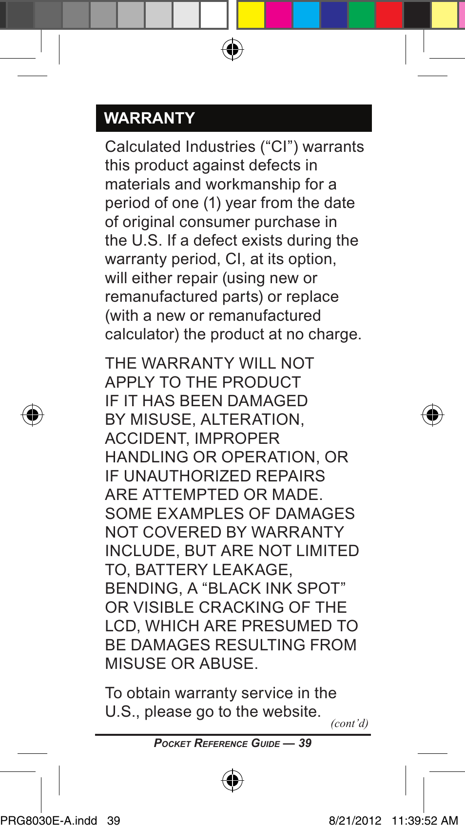 Calculated Industries 8030 User Manual | Page 39 / 44